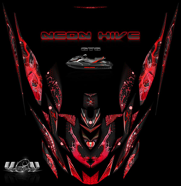 neon hive graphics red seadoo GTR