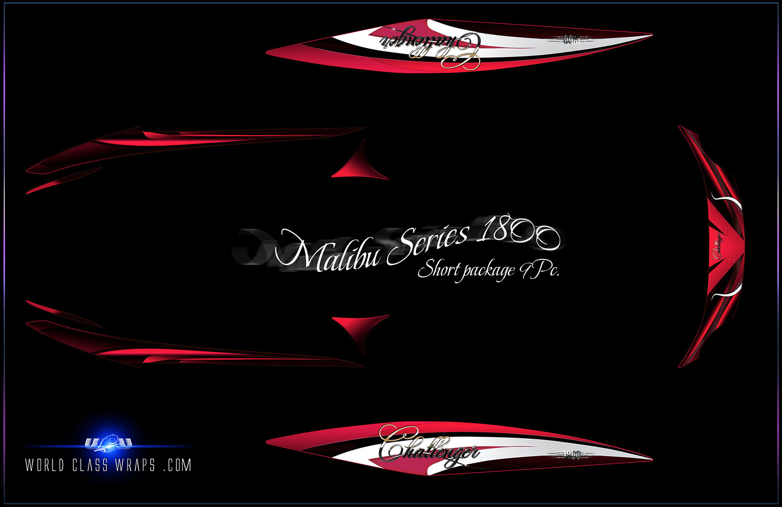 malibu iceberg red challenger 1800 boat graphics