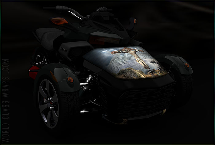 The Crucifixion, custom mural wrap Spyder F3