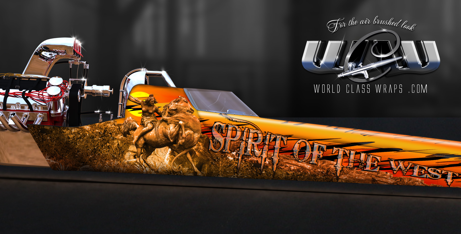 close-up image of dragster wrap