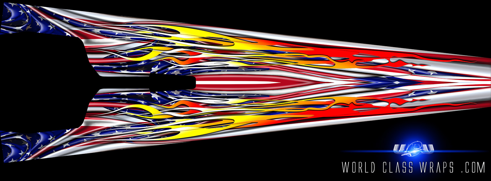 top view of the Americana dragster wrap