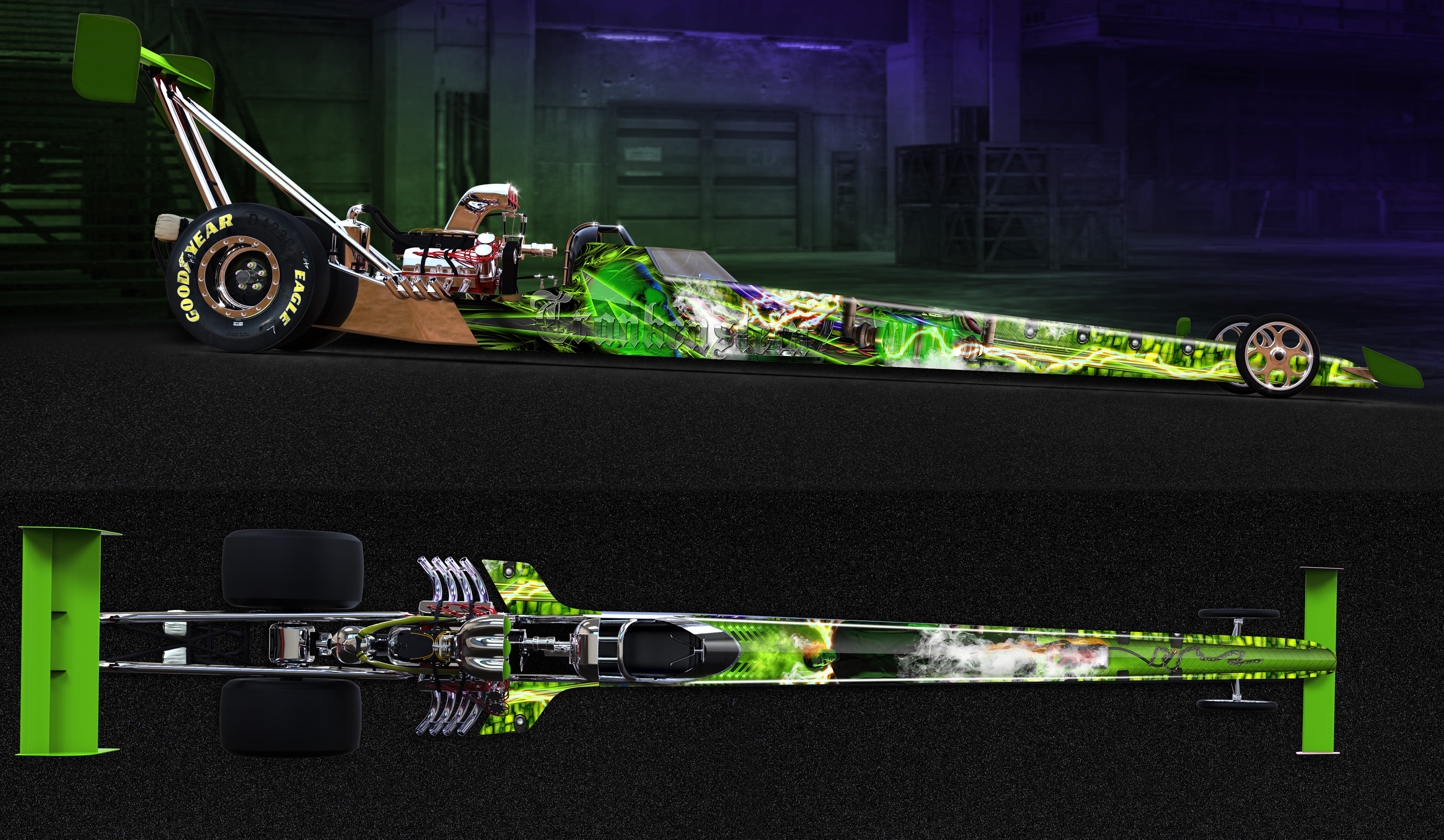 Frankenstein dragster graphics wrap