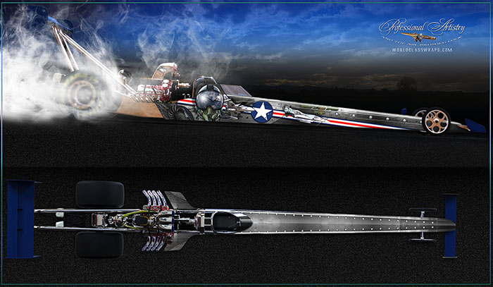 Jet pilot full scale dragster graphics wrap