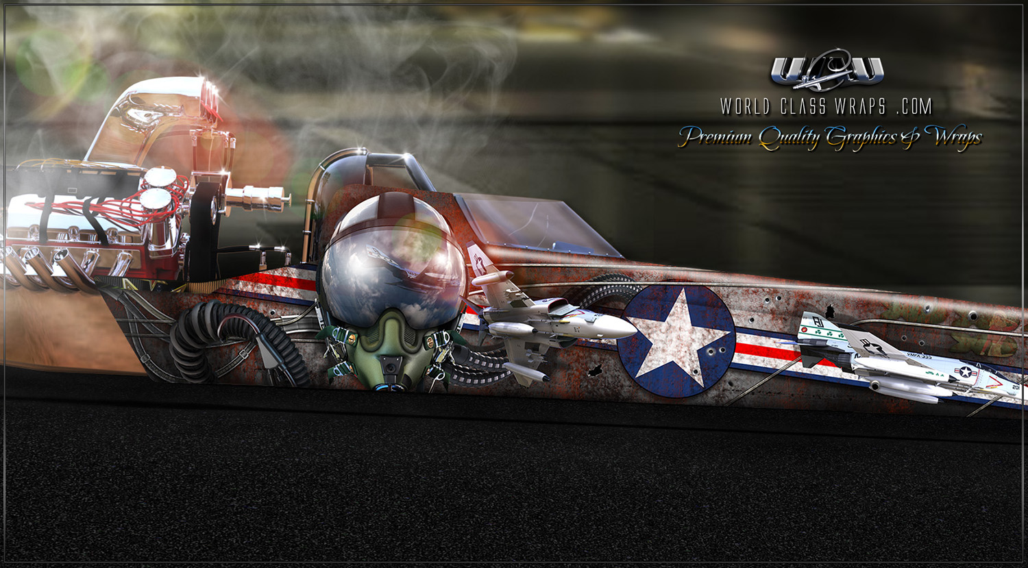 CLOSE-UP RUSTY DRAGSTER F14 PHANTOM DRAGSTER WRAP