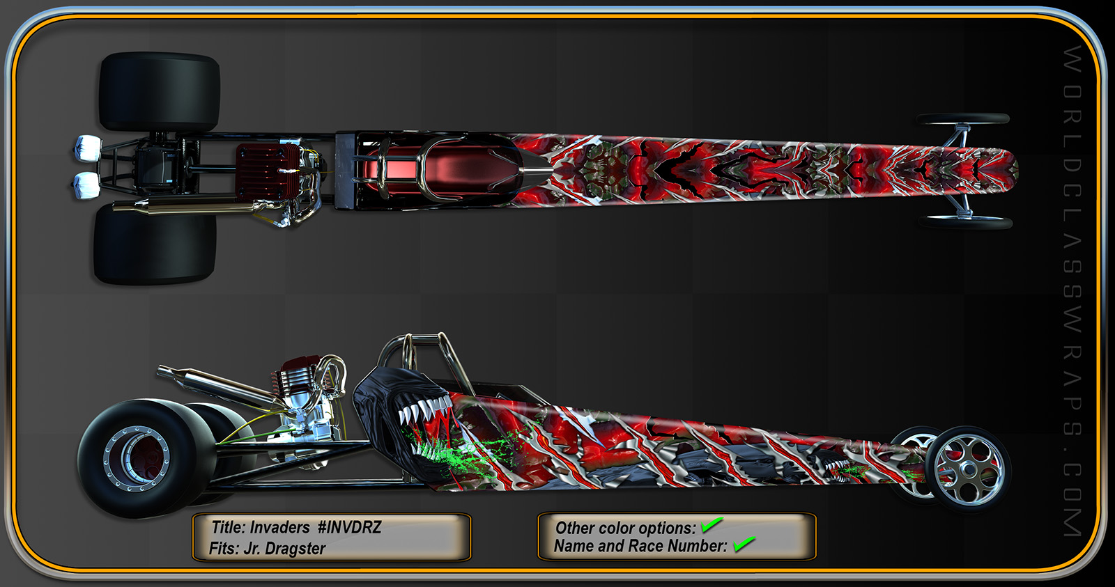 Alien Invaders dragster wrap