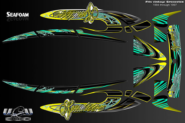 Seafoam seadoo Speedster boat wrap