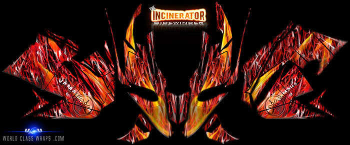 Incinerator sled wrap for Yamaha Sidewinder snowmobile