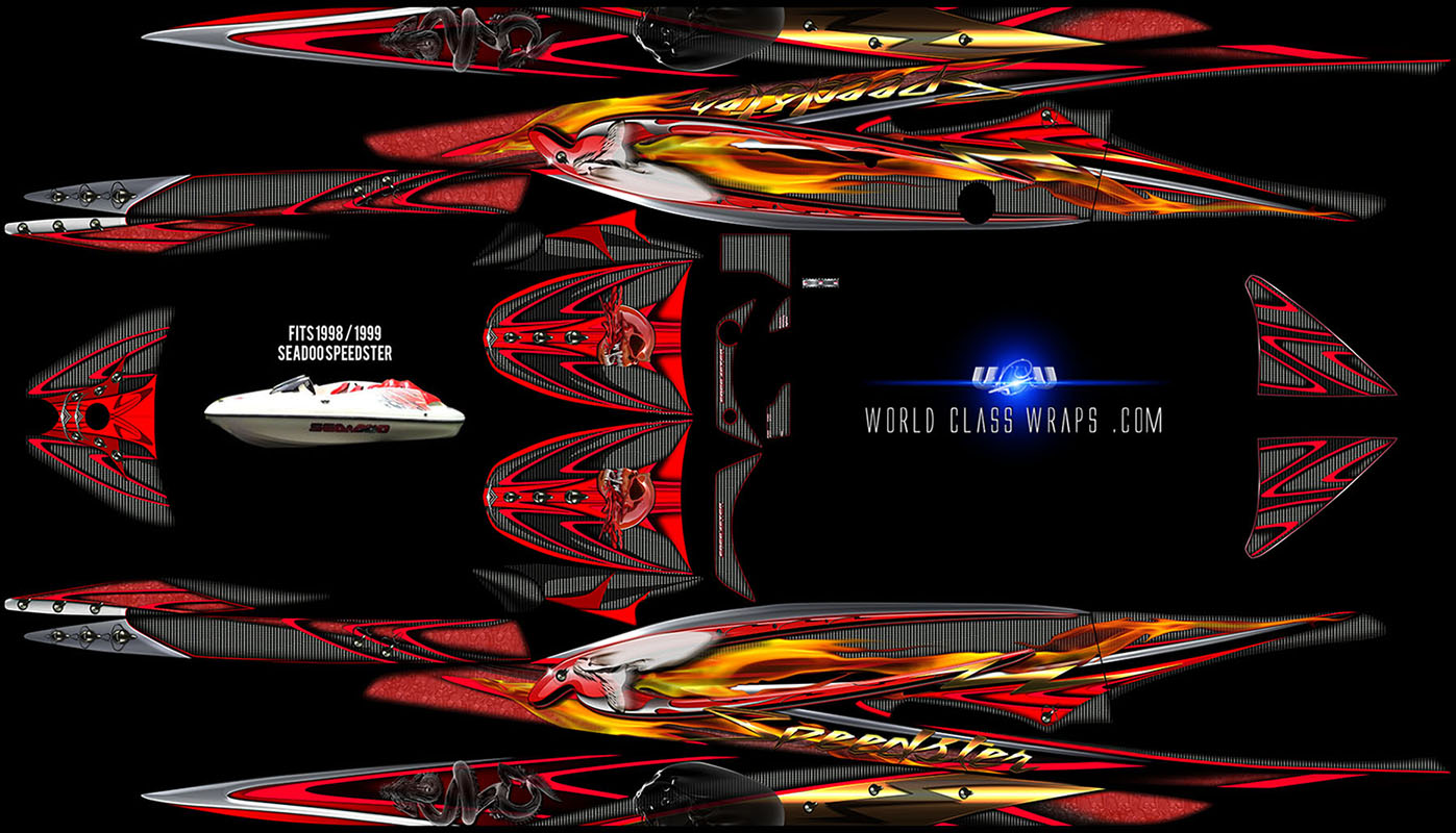 RED THRONES PLAGUE BOAT WRAP  SEADOO SPEEDSTER SK